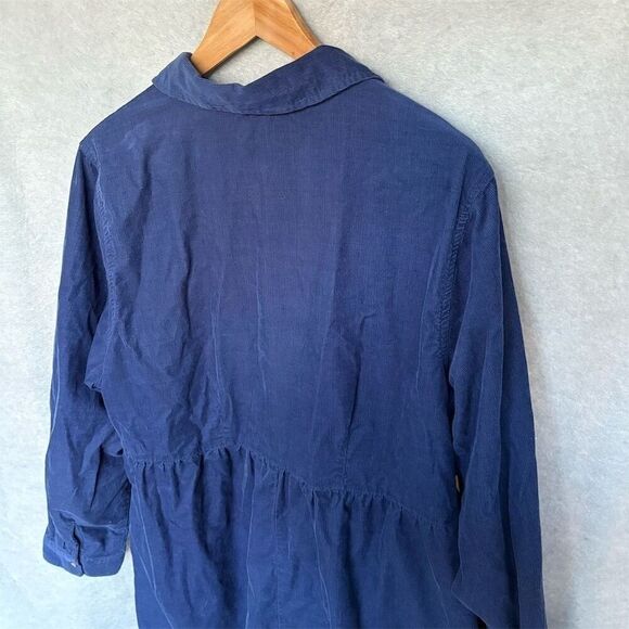 Coldwater Creek Plus Size 18 Blue Corduroy Long Sleeve Button Shirt Dress - Picture 4 of 6